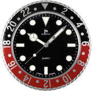 Horloge murale à quartz Lowell, boîtier en acier, index lumineux, diamètre 33,8 cm, rouge