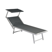 Moia Greenwood Transat de plage avec auvent aluminium textilène gris