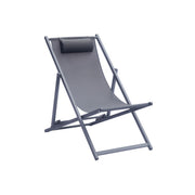 Moia Greenwood Chaise Longue de Plage en Aluminium et Textilène Anthracite – Bain de Soleil Pliable Réglable Design Moderne
