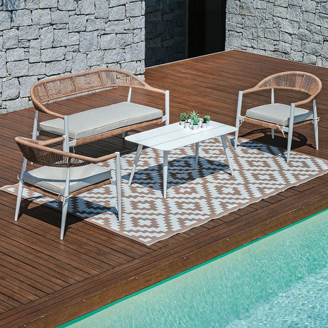 moia greenwood moia greenwood set milano in alluminio bianco e wicker corda salotto giardino con 2 poltrone divano 2 posti e tavolino ean 8013054832697