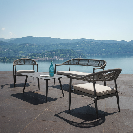 moia greenwood moia greenwood set milano in alluminio antracite e wicker grigio salotto giardino con 2 poltrone divano 2 posti e tavolino ean 8013054832680