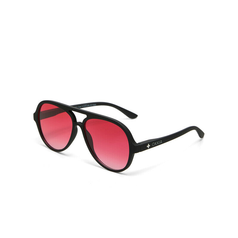 okkia okkia occhiale da sole premontato a forma di goccia mod alessio soft touch black lenti red ean 8056211375576