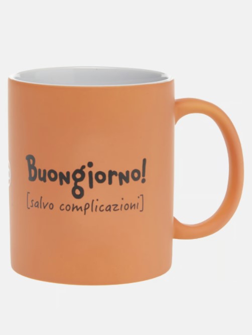 piu forty 40 piu forty 40 mug ceramica con manico 325 cl stampa buongiorno salvo complicazioni arancione mat ean 8055773195813