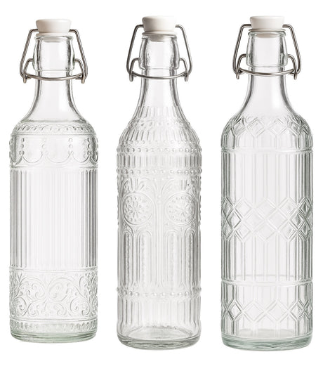 regalo italiano regalo italiano bottiglia decorata ass tappo ermetico 1 lt d 85 cm h 32 cm vetro trasparente 1 pz ean 8057586201248