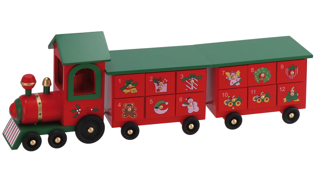 regalo italiano regalo italiano calendario a forma di treno di natale 45 x 10 cm h 16 cm rosso ean 8057586081178