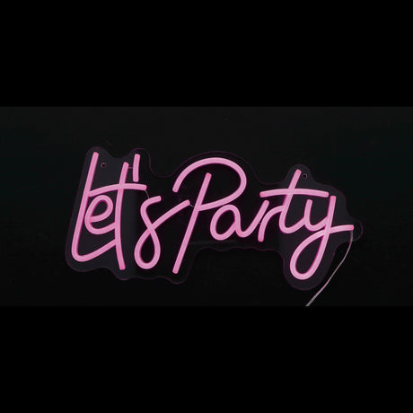 regalo italiano regalo italiano insegna neon led lets party 18 x 40 cm decorazione luminosa da parete ean 8057586212213