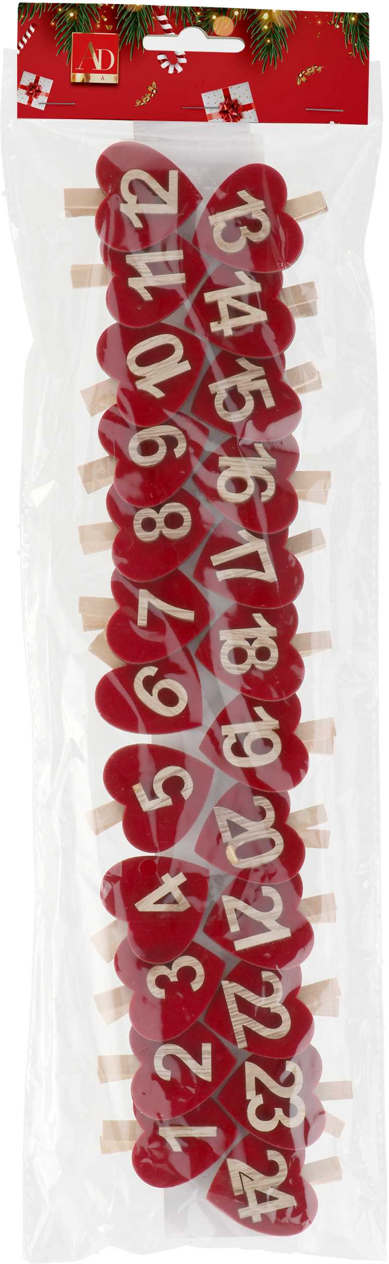 regalo italiano regalo italiano mollette giorni natale 4 x 5 cm cf 24 pz rosso ean 8057586081154