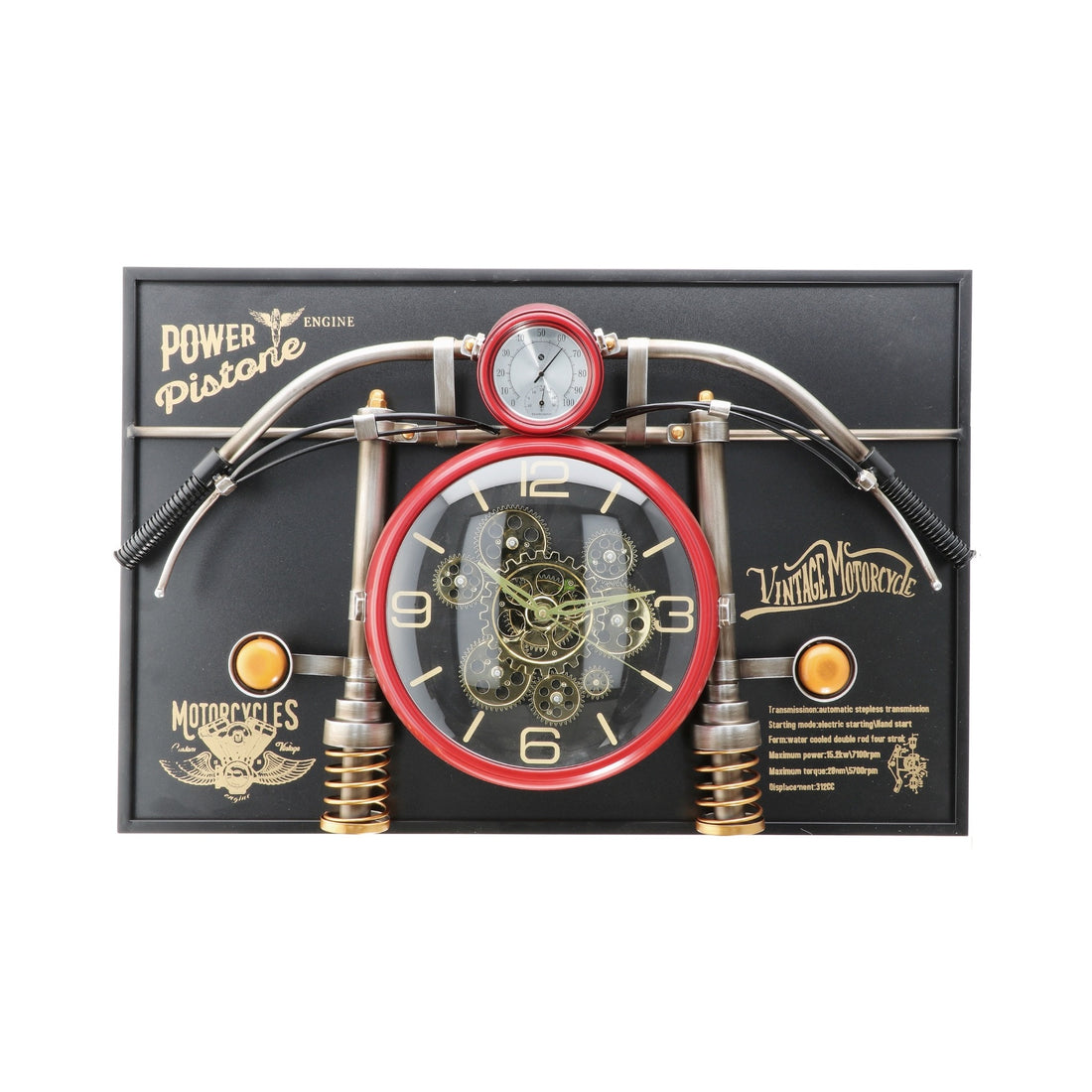 regalo italiano regalo italiano orologio da parete moto vintage rosso con ingranaggi 90 x 60 x 17 cm metallo ean 8057586192034