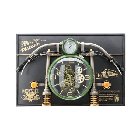 regalo italiano regalo italiano orologio da parete moto vintage verde con ingranaggi 90 x 60 x 17 cm metallo ean 8057586192041