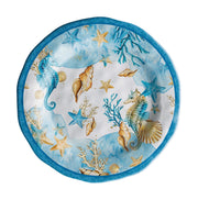 Assiette à fruits en mélamine Shell, bleu, 22 cm de diamètre, 2 cm de hauteur, 1 pièce - Cadeau italien.