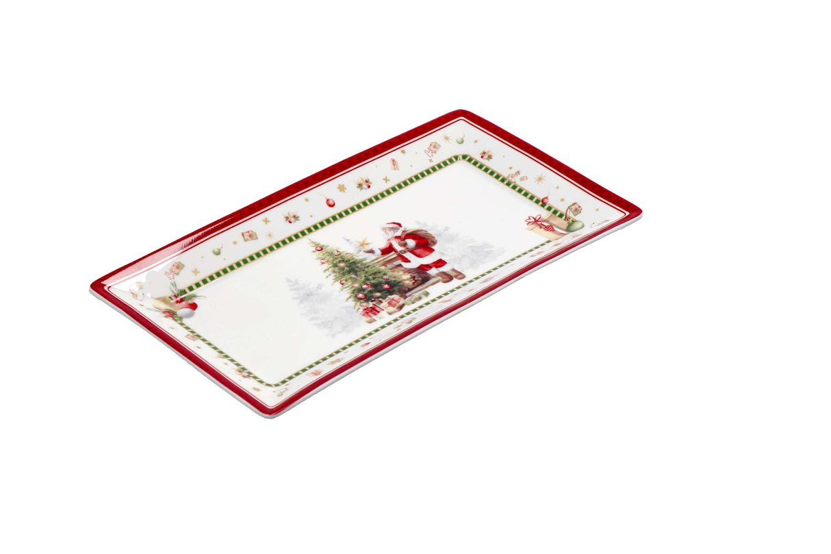 regalo italiano regalo italiano piatto rettangolare di natale porcellana 26 x 14 cm rosso bianco ean 8057586116832