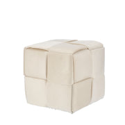 Regalo Italiano Pouf en Velours Beige 37 x 37 cm H 37 cm – Pouf Coffre Design Moderne Décoration Intérieure
