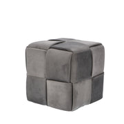 Regalo Italiano Pouf en velours gris 37 x 37 cm H 37 cm – Pouf coffre design moderne ameublement intérieur