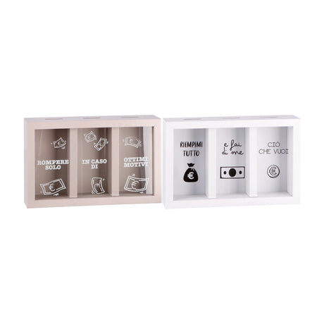 regalo italiano regalo italiano salvadanaio in mdf e vetro 3 scomparsi 23 x 6 cm h 15 cm ass porta risparmi decorativo moderno 1 pz ean 8057586123694