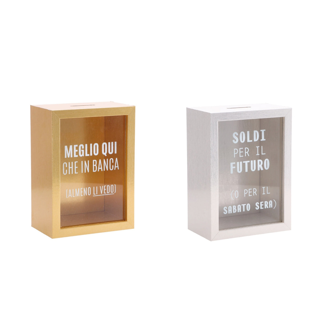 regalo italiano regalo italiano salvadanaio mdf e vetro ass 13 x 8 cm h 16 cm porta risparmi decorativo moderno casa 1 pz ean 8057586200920