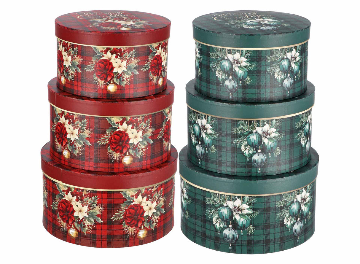 regalo italiano regalo italiano set 3 scatole tonde di natale cartone ass rosso o verde 1 pz ean 8057586117570
