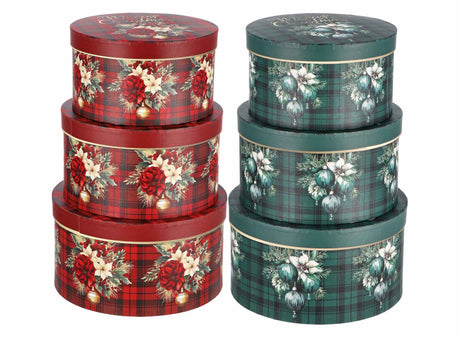 regalo italiano regalo italiano set 3 scatole tonde di natale cartone ass rosso o verde 1 pz ean 8057586117570