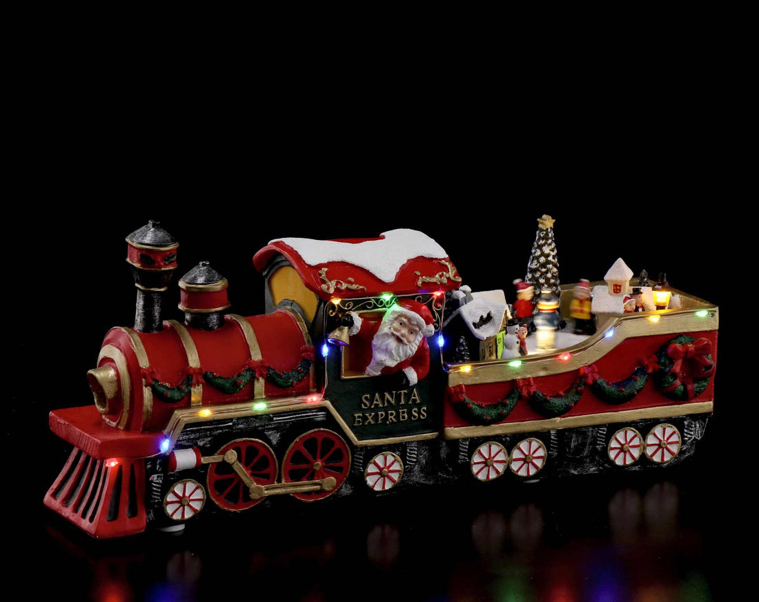 regalo italiano regalo italiano trenino con paesino di natale con 18 led 38 x 11 x 16 cm multicolor ean 8057586157064