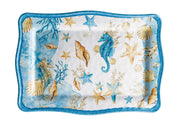 Cadeau Italien Plateau Rectangulaire en Mélamine Shell 30 x 21 cm H 2 cm Bleu 1 Pièce