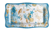 Cadeau Italien Plateau Rectangulaire Melamine Shell 48 x 28 cm H 2 cm Bleu 1 Pcs