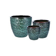 Decora con stile naturale. Regalo Italiano set 3 cachepot ceramica verde, H 23–29-35 cm, 3 misure abbinabili. Soggiorno e ingresso.