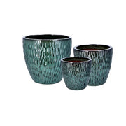 Ensemble 3 Cachepots Céramique Vert Ad Trend H 23–29-35 cm