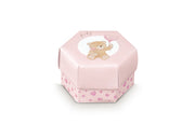 Boîte hexagonale Scotton Little Bear 60 x 40 mm, rose, 10 pièces
