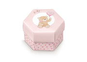 Boîte hexagonale Scotton Little Bear 80 x 55 mm, rose, 10 pièces
