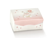 Boîte à confettis Scotton 70 x 70 x 30 mm, motif ours en peluche rose, 10 pièces