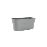 Fioriera da esterno 78×38 H35 cm in plastica riciclata 100%, colore Fog Grey Grigio Chiaro. Resiste da −30° a +60°C, compensa CO₂.
