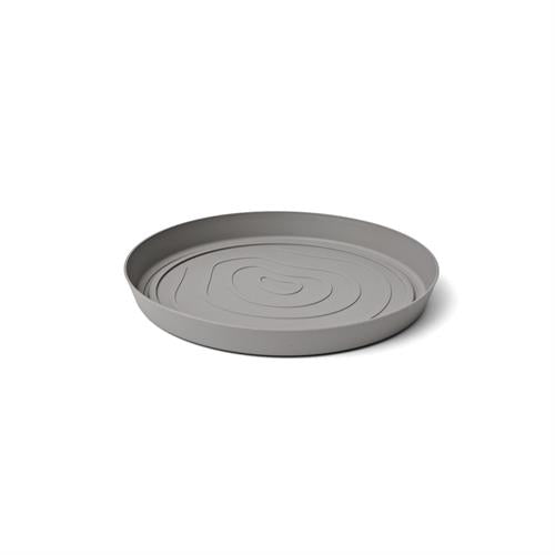 Sottovaso rotondo plastica riciclata 100%, Ø33 cm, Fog Grey Grigio Chiaro. TeraPlast Orma Saucer 33, −30°/+60°C, compensa CO₂ ean-8051560268401