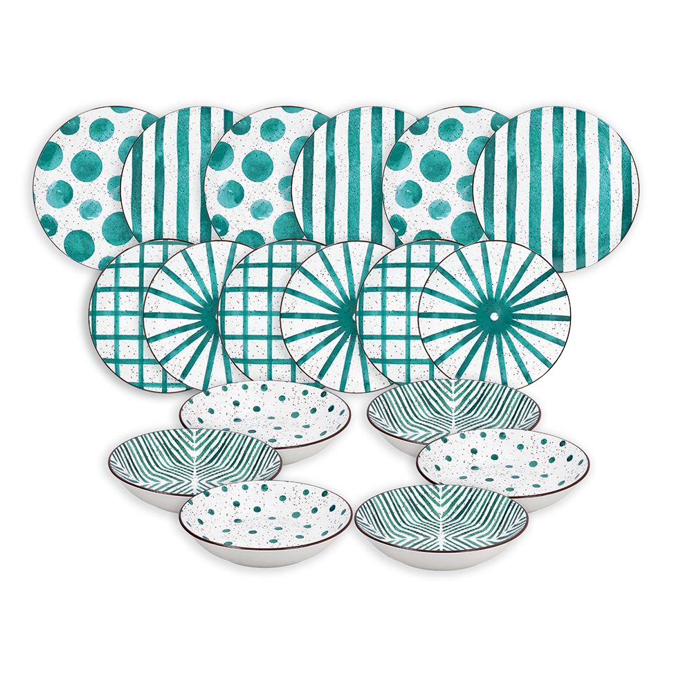 tognana tognana servizio tavola moon teal mirage 18 pz porcellana verde ean 8056444554571