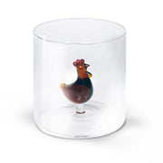 Tasse en verre borosilicaté WD LifeStyle 250 ml, motif poule