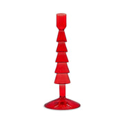 Bougeoir en verre WD LifeStyle H 22 cm en forme de sapin de Noël, couleur rouge