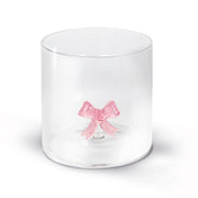 Gobelet en verre borosilicaté WD LifeStyle 250 ml, décoration nœud rose