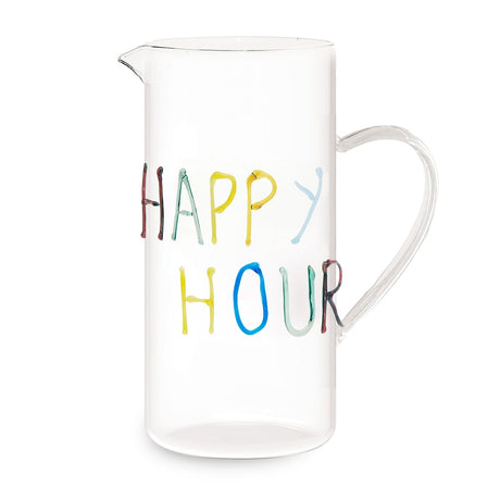 wd lifestyle wd lifestyle brocca happy hour cocktail 12 lt con scritta decorativa in vetro colorato multicolor ean 8053300572960