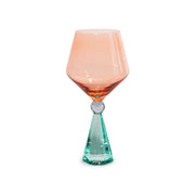 Verre à gin tonic WD LifeStyle à base en verre effet diamant, couleur pêche bleue