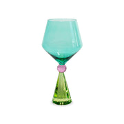 Verre à gin tonic WD LifeStyle à base en verre avec effet diamant bleu-vert