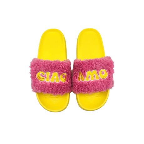 wd lifestyle wd lifestyle pantofole con strap decorazione ciao amo rosa giallo taglia sm ean 8055035686417