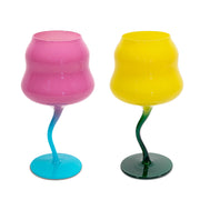 WD LifeStyle Set de 2 verres à cocktail 450 ml, jaune pétrole, rose et bleu clair.