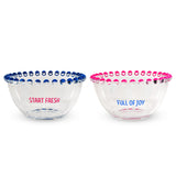 wd lifestyle wd lifestyle set 2 ciotole 500 ml in vetro decorazione start fresh e full of joy rosa blu ean 8055035685007