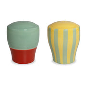 Ensemble sel et poivre en grès WD LifeStyle 6,5 x 6,5 x 8 cm Vert Jaune Rouge
