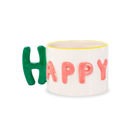 wd lifestyle wd lifestyle tazza colazione in stoneware 440 ml decoro happy verde rosa ean 8055035684918