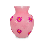 Vase en verre WD LifeStyle avec décorations extérieures roses