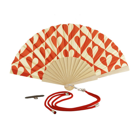 wd lifestyle wd lifestyle ventaglio in legno e tessuto decoro cuori con porta cellulare giallo rosso ean 8055035680514