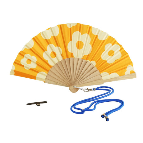 wd lifestyle wd lifestyle ventaglio in legno e tessuto decoro fiori con porta cellulare giallo ean 8055035680460