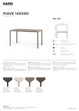 nardi nardi piave 140 x 80 tavolo rettangolare verniciato corda lamin materia corda ean 8010352555082