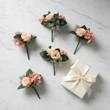 Pick rosa ortensia Arpimex salmone in plastica, fiore 3,6–4,32 cm su stelo. Perfetto per bomboniere e centrotavola cerimonie. ean 8018318311321