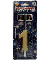 bigiemme bigiemme candela magic number nr 1 doppio uso scintillante e fiamma h 68 cm oro ean 8006941022158