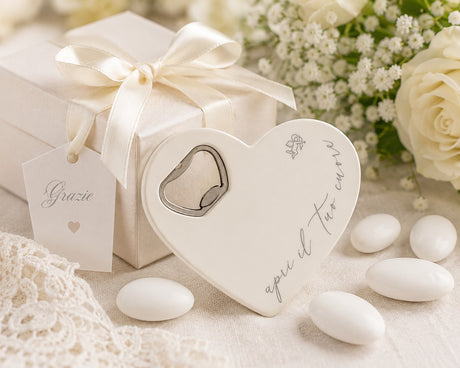 cupidoco cupidoco apribottiglie a cuore bianco bomboniera elegante e utile 8 x 85 cm ean 8058196010442